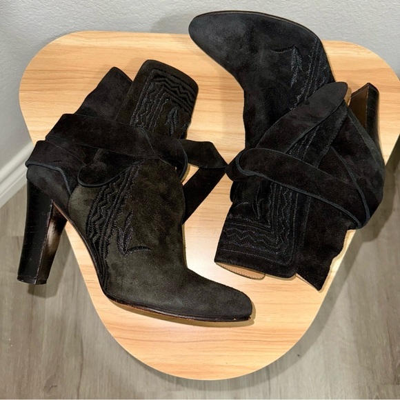 Ulla Johnson Black Aggie Embroidered Pattern Booties Boots Size 38/8 - Picture 3 of 10